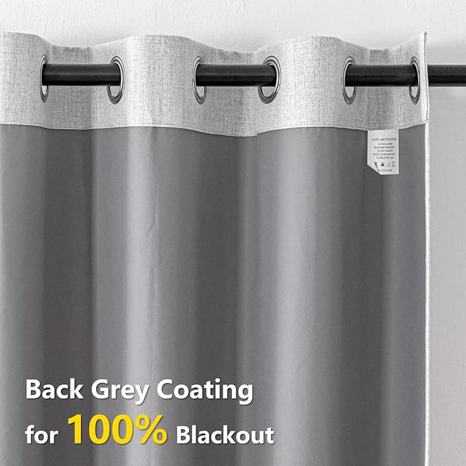 100% Blackout Curtains 84 Inch Length 2 Panels Set, Black Out Curtains for Living Room, Off-White Thermal Insulated Grommet Drapes Bedroom Luxury Decor Privacy(52W × 84L inch, Off-White)