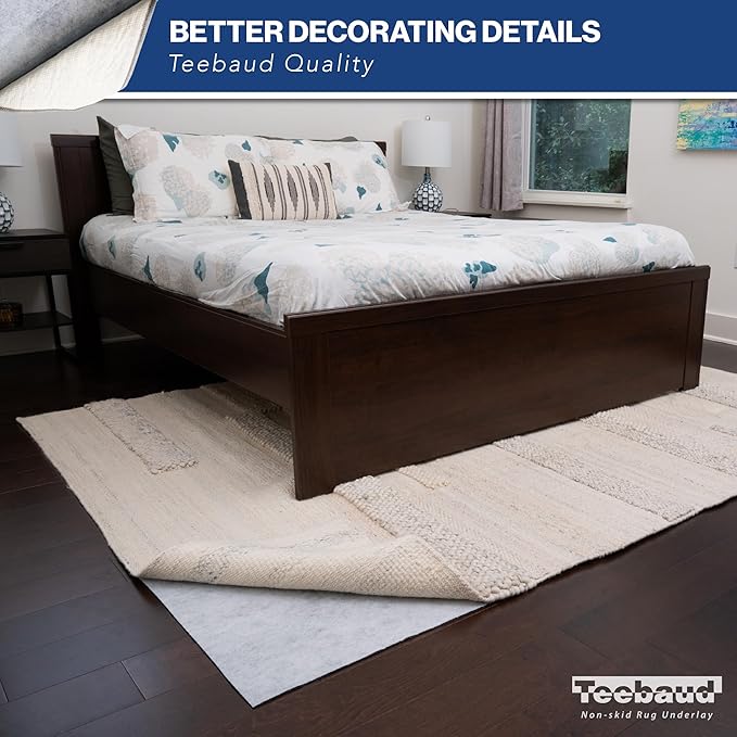 3' x 12' Non-Slip Rug Pad, Reversible Gripper, Non Skid Pads for Hardwood, Vinyl, Tile, Laminate Floors, Keep Area Rugs Secure, Natural Materials Safe for Indoor Flooring, ¼” Thick