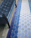 Custom Length Hallway Runner Rug,Slip Resistant,Checkered Blue, 26 Inch X 5 feet, Sold and Priced Per Foot