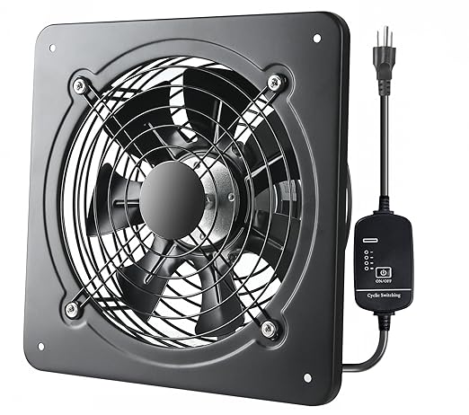 MEOZRI 16 Inch Window Exhaust Wall Mounted Ventilation Basement Extractor Industrial Fan 720 CFM High-Speed1460 RPM Industrial Fan for Home Garage Office Commercial Use (16 Inch+Speed Control)
