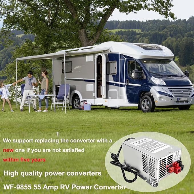 𝟐𝟎𝟐𝟓 𝐔𝐩𝐠𝐫𝐚𝐝𝐞 WF-9855 55 Amp Power Converter, Rv Power Converter, WF-9855-AD, Replace for RV Trailer Camper 9800 Series, WF-9855-AD, 55 Amp Power Converter for Rv, 5 Years Warranty
