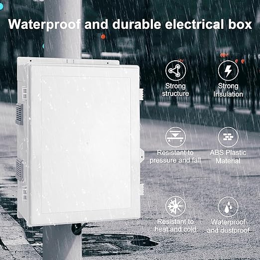 Namunanee Outdoor Electrical Junction Box, ABS Water Resistant Enclosure with Internal Mounting Panel & Hinged Cover (18.1" H* 12.6" L* 6.3" W)