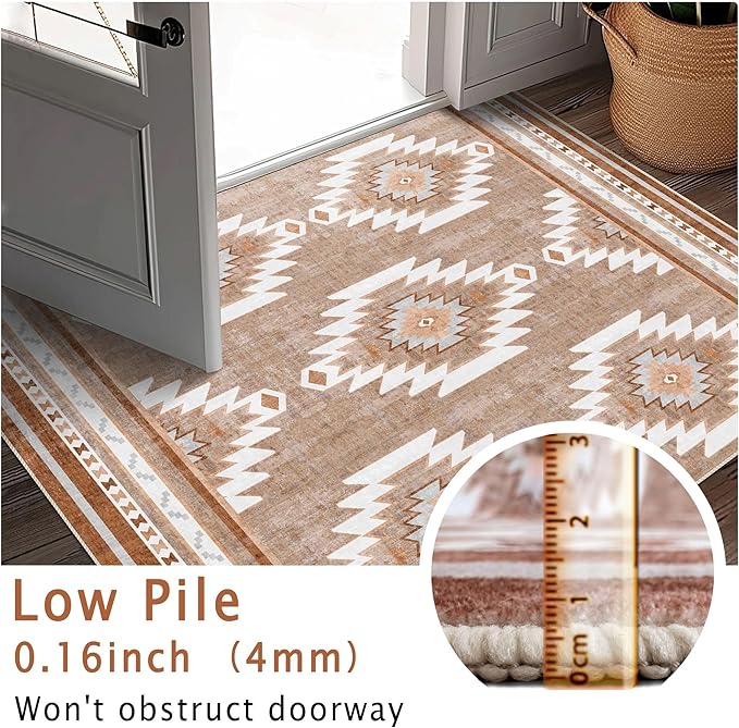 Runner Rug 2'x8' Western Washable Non-Slip Runners for Hallways Kitchen Entryway Laundry Room Modern Carpet Hallway Runner Camel