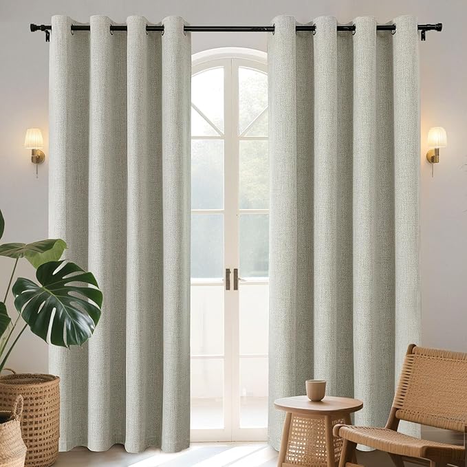 Joydeco Blackout Room Divider Curtains, Extra Wide Light Beige Sliding Door Drapes Living Room Curtains, 1 Panel 100W x 108L Inch Patio Door Drapes for Room Privacy