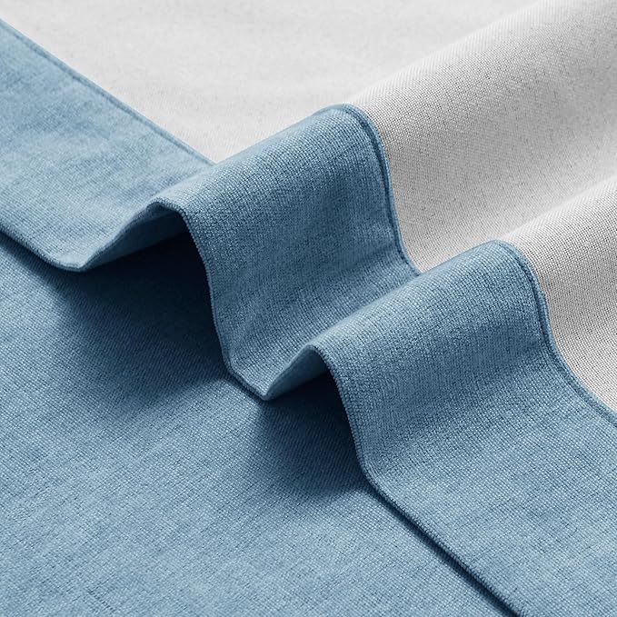 Macochico 100% Blackout Chenille Curtains for Living Room Classic Chenille Window Curtain Panels Thermal Drapes for Bedroom Hotel Grommet Curtains with Tieback Ashtray Blue 84" Wx96 L 1 Panel