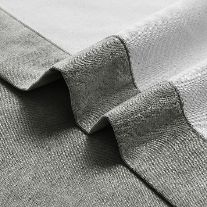 Macochico 52" Wx108 L 100% Blackout Curtains Extra Long Thermal Insulated Chenille Curtains for Living Room Bedroom Auditorium Home Theater Rock Grey Grommet Curtains with Tieback Classic 1 Panel