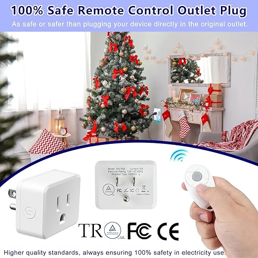 Greencycle Remote Control Outlet,Wireless Light Switch and 2 Outlet Plugs,Remote Outlets Switch,No Wiring Needed,500ft Range Coverage,15A/1500W for Lamps,Fans,TV,FCC Certified, White