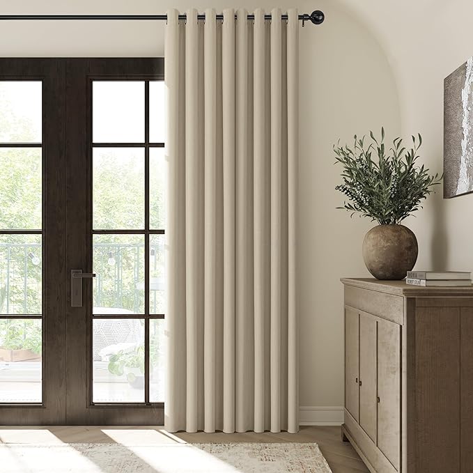 ChrisDowa 100% Blackout Natural Solid Solid Curtains 90 Inches Long 2 Panels for Bedroom Living Room,Farmhouse Room Darkening Thermal Insulated Soundproof Grommet Top Window Treatment Drapes,52x90