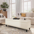 Storage Ottoman Bench,51-Inch Large Storage Bench for Bedroom End of Bed, 30 Gallons Faux Leather Ottoman with Storage for Bedroom, Living Room, Entryway, Cream White