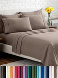 Bare Home Hotel Luxury Full XL Sheet Set, Extra Soft - 6 Piece Set - Deep Pockets - Easy Fit - Cooling & Breathable - Wrinkle, Fade, Stain Resistant - Includes 4 Pillowcases (Full XL, Taupe)