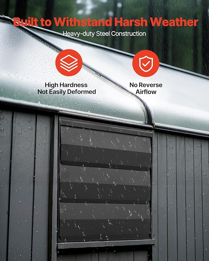 VEVOR 10 inch Shutter Exhaust Fan, Wall Mounted Attic Vent Fan with Smart Programming Variable Speed Temperature Control, 1000 CFM,EC Motor,Timer, for Shed,Garage,Greenhouse Ventilation Cooling,Black