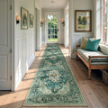 Area Rugs 2'x9' Washable Non-Slip, Floral Vintage Distress Print Pattern Medallion Carpet for Living Room Bedroom Dining Room, Dark Blue Vintage