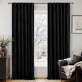 LAMIT Black Velvet Blackout Curtains 90 Inches Long, Luxury Thermal Room Darkening Panels for Bedroom Back Tab and Rod Pocket Soundproof Halloween Drapes for Living Room, 2 Panels, 52 x 90 Inch