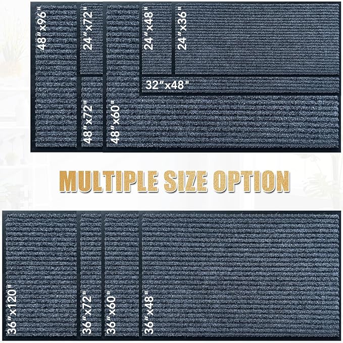 Front Door Mat,4'x8'Indoor Outdoor Door Mat,Heavy Duty Durable Welcome,Commercial Floor Mats Inside Outside Entrance, Waterproof All-Season, All-Weather Non Slip Backing Doormat for Entryway,Dark Gray