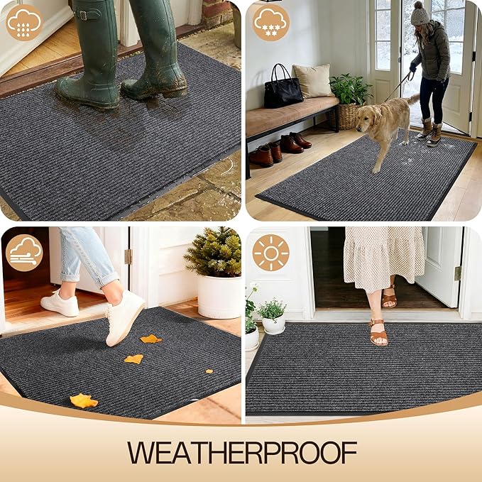 Amyracel Front Door Mat Indoor Outdoor Entrance, 36" x 60" All-Season Waterproof Doormat for Enterway, Heavy Duty Commercial Floor Mat, Fade Resistant, Rubber Back, Low Profile, Easy Clean