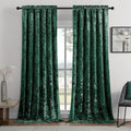 SMILETIME Forest Green Crushed Velvet Curtains 52x96inch Rod Pocket Luxurious Thermal Insulated Soundproof Drapes Soft and Durable Light-Filtering Window Treatments for Living Room Bedroom, 2 Panels