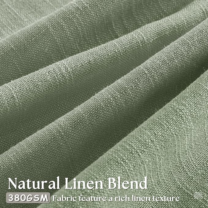 Sage Green Pinch Pleated Linen Cafe Curtains 45 Inch Length 2 Panels for Dining Room Kitchen Bedroom Semi Sheer Pleat Drapes with Hooks Rings Light Filtering Short Window Curtain Cabinet 40x45