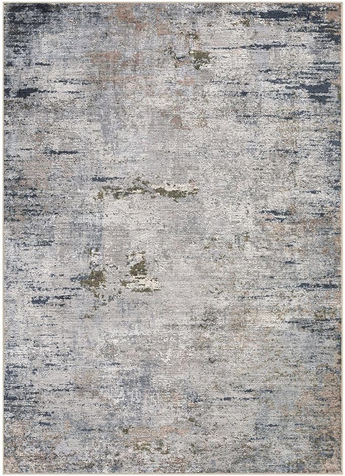 Area Rug Living Room Rugs - 9x12 Washable Large Soft Indoor Neutral Modern Abstract Low Pile Rug Carpet for Bedroom Dining Room Farmhouse Home Office - Blue/Grey/Brown