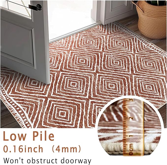 6x9 Area Rug, Ultra-Soft Washable Rug for Living Room, Dinner Room, Bedroom, Non-Slip Modern Westren Rug, Indoor Carpet Large Area Rug, Brown Red