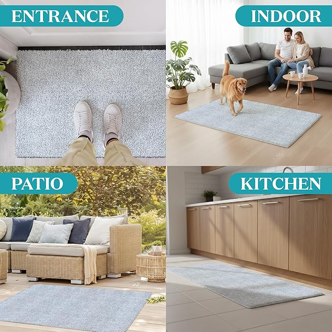 Premium Microfiber Indoor Door Mat – 32"x48" Washable Entry Mat, Non-Slip, Waterproof Backing, Super Absorbent, Low Profile Entryway Doormat for Indoor Entrance