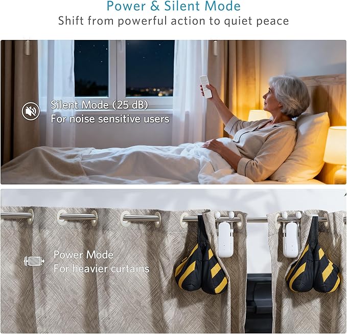 Tripvyantic Automatic Curtain Opener Smart Motorized: 2-Pack Heavy Duty 20KG Load Electric Curtain Robot with Remote for Bedroom Living Room│6-Month Battery for Home/Office/Nursery│No WiFi Needed