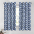 Beauoop 100% Blackout Curtains 63 Inches Long 2 Panels for Bedroom Living Room Blue Moroccan Geo Room Darkening Thermal Insulated Soundproof Grommet Top Window Treatments Drapes, 50x63 Set of 2