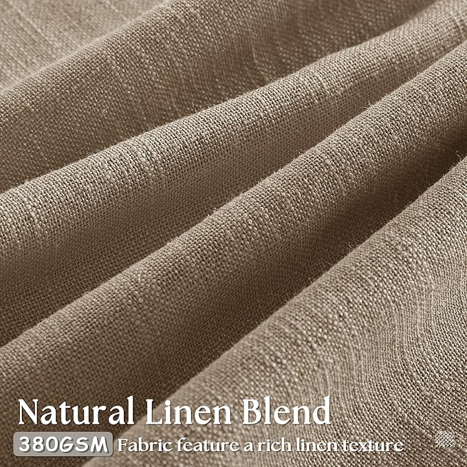 Farmhouse Tan Brown Linen Curtains 102 Inches Long for Living Room Pinch Pleated Drape with Hooks Rings for Track System Light Filtering 102 Inch Curtain for Bedroom Sliding Patio Door 2 Panels