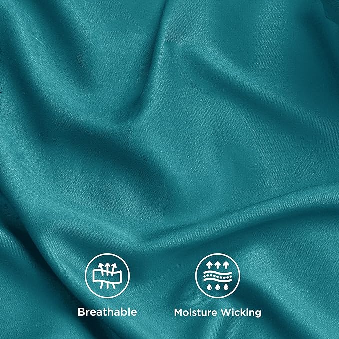 Bedsure Cooling Sheets Twin, Rayon Derived from Bamboo, Breathable & Soft Twin Sheets Set, Deep Pocket Up to 16 Inches, Hotel Luxury Silky Bedding for Hot Sleepers, Turquoise