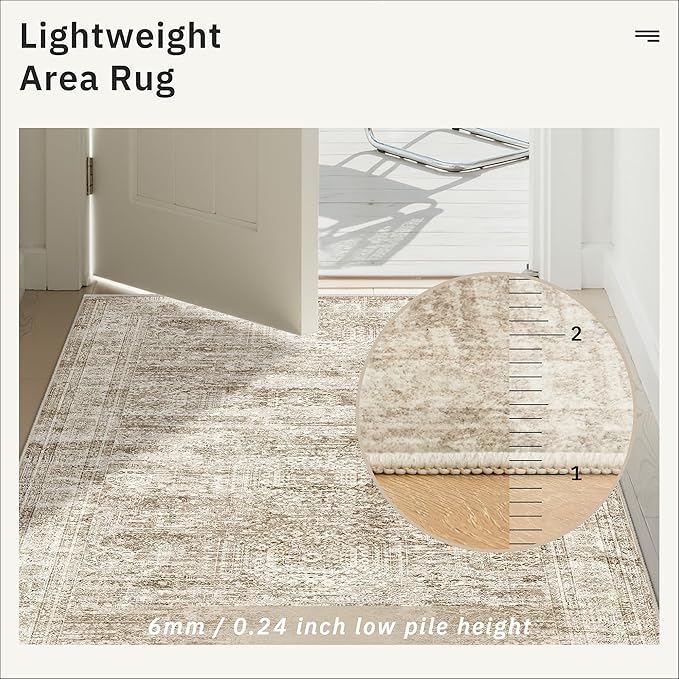 Runner Rug 2'x6' Washable Non-Slip Runner Rugs for Kitchen Bathroom Laundry Room Brown Vintage Floor Carpet Runners for Hallway Entryway