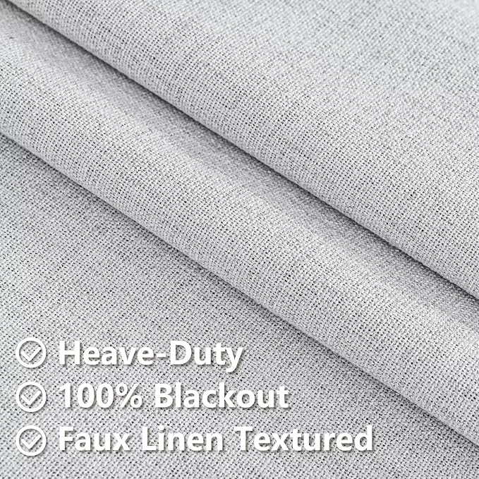 100% Blackout Curtains for Living Room, 84 Inch Curtains 2 Panel Set Light Blocking, Back Tab & Rod Pocket Thermal Insulated Drapes Bedroom Windows Home Decor(52W × 84L inch, Off-White)