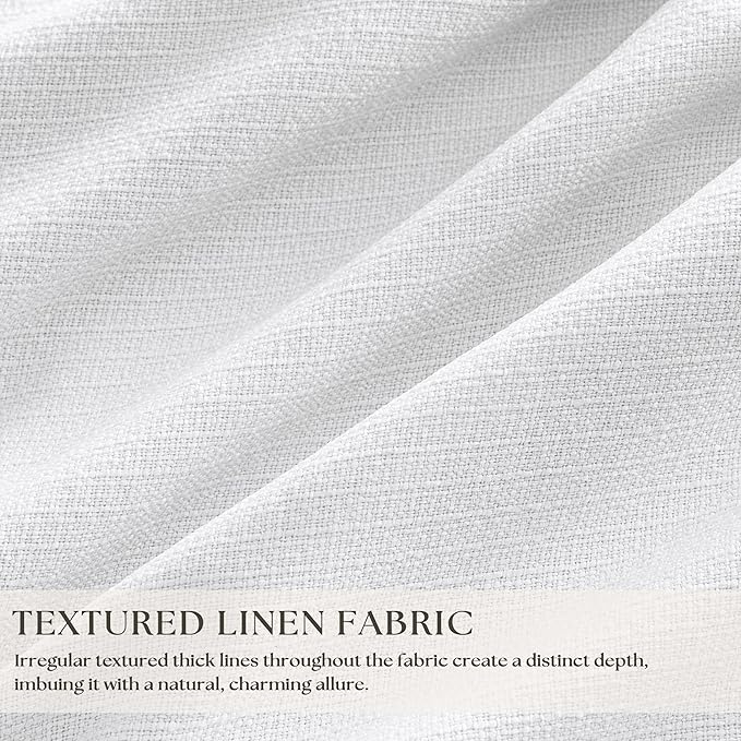 Pinch Pleated Blackout Curtains 102 Inches Long for Bedroom 100% Black Out Thick Linen Dual Layer Pinch Pleat Drapes with Back Tab Farmhouse Country Snow White 102 Inch Curtain for Dining Living Room