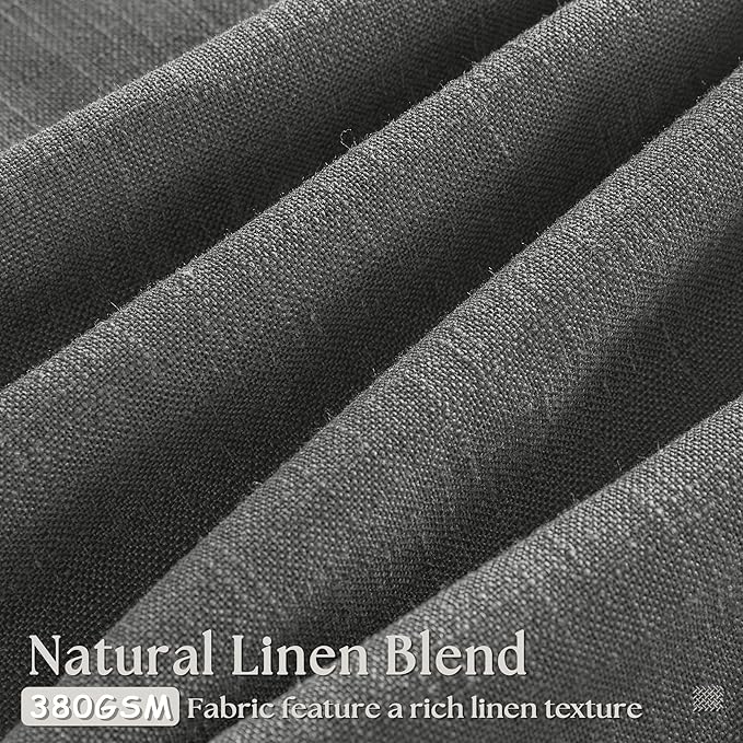 Charcoal Grey Pinch Pleated Linen Cafe Curtains 45 Inch Length 2 Panels for Dining Room Kitchen Bedroom Semi Sheer Pleat Drapes with Hooks Rings Light Filtering Short Window Curtain Cabinet 40x45