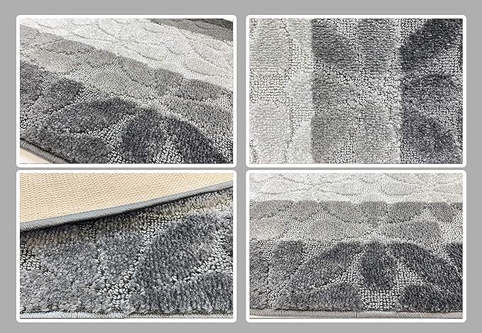 Custom Length Hallway Runner Rug,Slip Resistant,Flower Grey, 26 Inch X 7 feet, Sold and Priced Per Foot