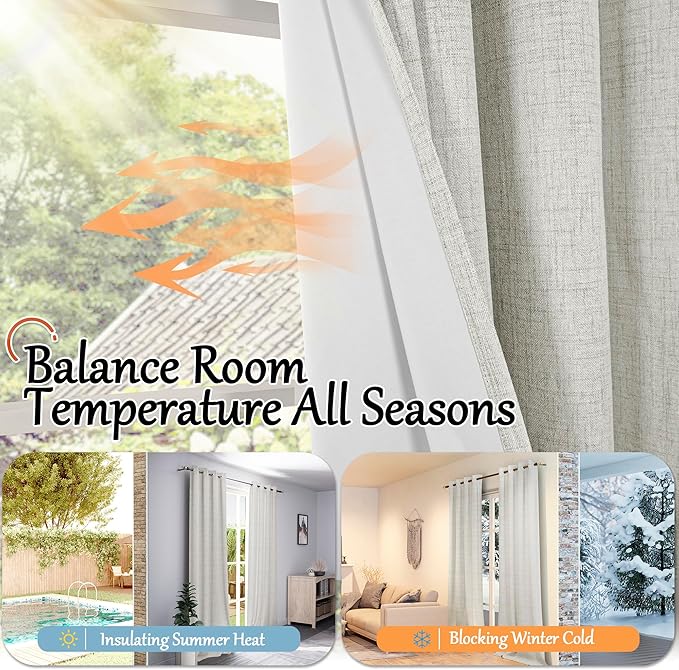 40 Inch Length Linen Blackout Curtains for Short Cafe Window, Thermal Insulated Light Blocking Soundproof Privacy Burlap Curtains 2 Panels, Each 38 Inch Wide Light Grey