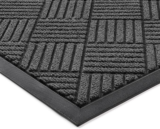 Front Door Mat, Heavy Duty Indoor Outdoor Doormat, 60” x 48” Low Profile Outdoor Mats for Home Entrance, Stain and Fade Resistant Welcome Mat, Ideal for High Traffic Area, Diamond Grey