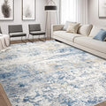 Area Rug Living Room Rugs - 10x12 Abstract Large Soft Indoor Washable Rug Neutral Modern Low Pile Carpet for Bedroom Dining Room Farmhouse Home Office - Blue