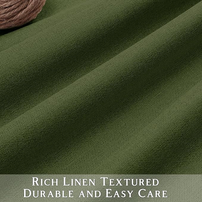 ChrisDowa 100% Blackout Olive Green Solid Curtains 45 Inches Long 2 Panels for Bedroom Living Room,Farmhouse Room Darkening Thermal Insulated Soundproof Grommet Top Window Treatment Drapes,52x45