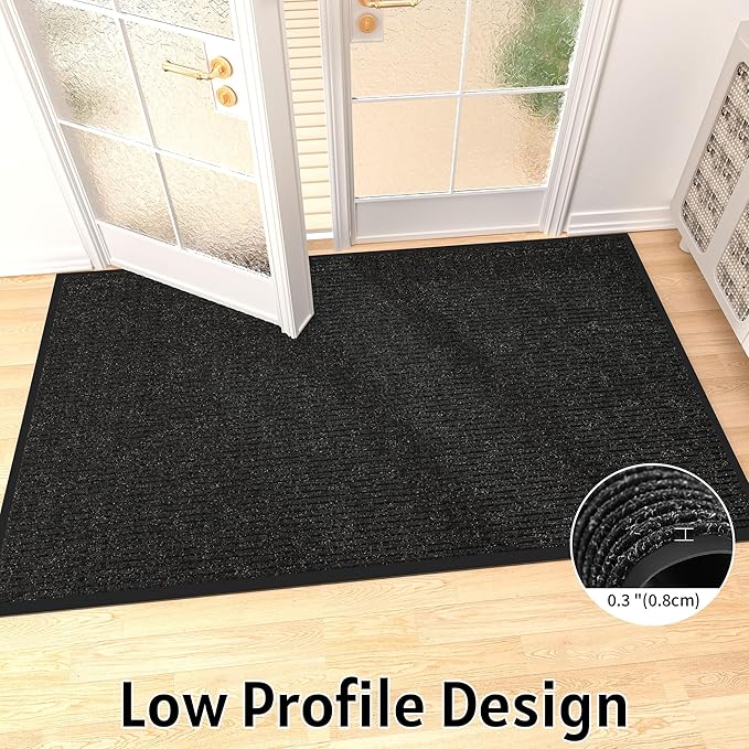 Front Door Mat Indoor Outdoor Entrance, 36" x 48" All-Season Heavy Duty Waterproof Doormat, Non-Slip Absorbent Entryway Mat, Easy to Clean, Low Profile Commercial Floor Mat for Indoor Outdoor