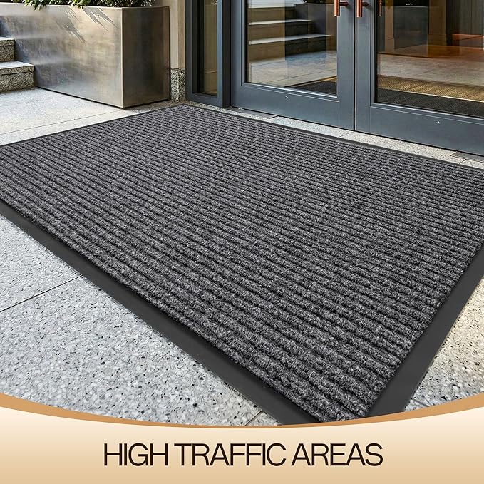 Amyracel Front Door Mat Indoor Outdoor Entrance, 48" x 72" All-Season Waterproof Doormat for Enterway, Heavy Duty Commercial Floor Mat, Fade Resistant, Rubber Back, Low Profile, Easy Clean