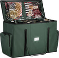 ZOBER All in One Christmas Ornament Storage Box & Decoration Container - Easy Access Removable Trays, Keeps 73 Ornaments - Adjustable Extent Area for Figurines and Pockets for Decoration - Green