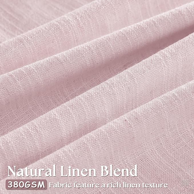 Light Pink Linen Pinch Pleat Curtains 84 Inch Length 2 Panels for Girls Bedroom Nursery Soft Thick Linen Window Drapes Semi Sheer Light Filtering Pleated for Kids Living Room Blush Dusty Pink Decor