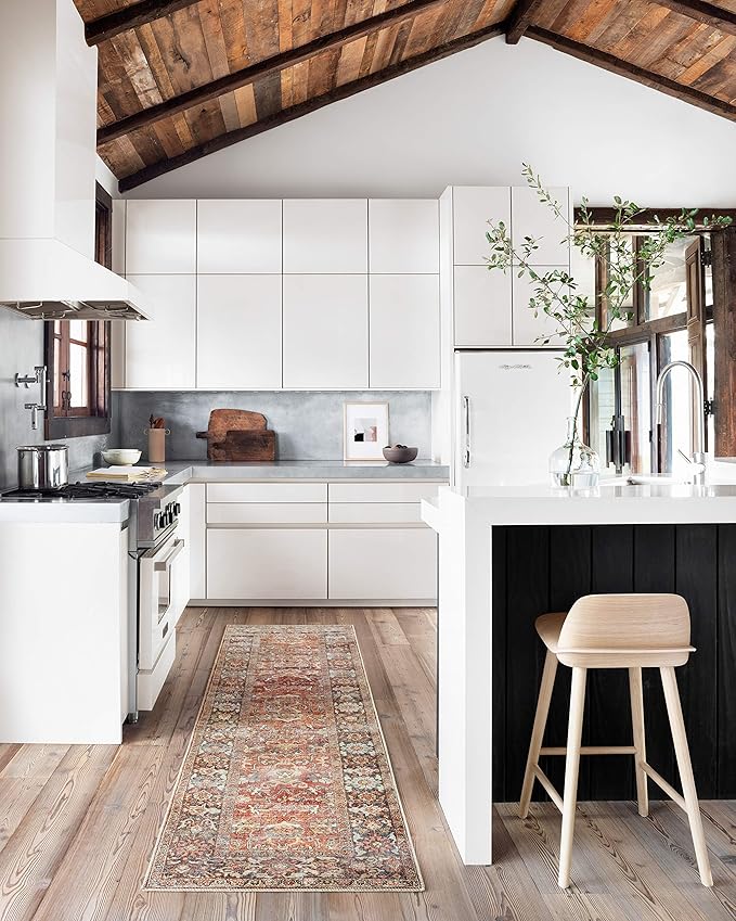 Loloi Layla Collection LAY-02 Spice/Marine 2'-6" x 12'-0" .13" Thick Runner Rug, Soft, Durable, Vintage Inspired, Distressed, Low Pile, Non-Shedding, Easy Clean, Printed, Living Room Rug