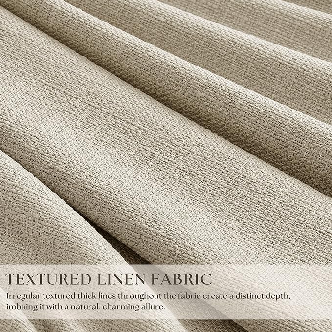 Beige Oatmeal Linen Pinch Pleated 100% Blackout Curtains 90 Inch Length 2 Panels Set Pinch Pleat Curtains Black Out Blocking Room Darkening Drapes with Liner for Bedroom Living Room Window 40x90