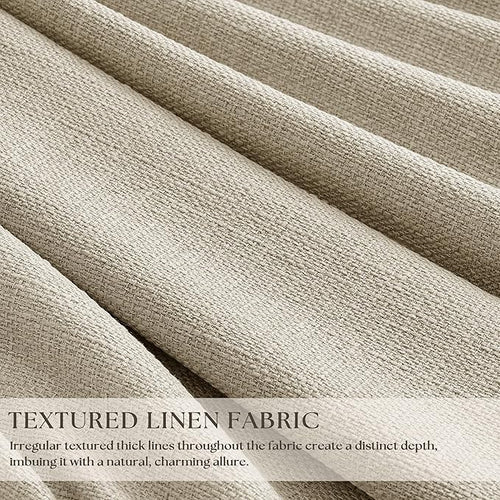 108 Inch Pinch Pleat Blackout Curtains 108 Inches Long for Bedroom Neutral Farmhouse 100% Black Out Room Darkening Burlap Thick Linen Double Layer Pleated Curtain 2 Panels Set Oatmeal Beige Sand