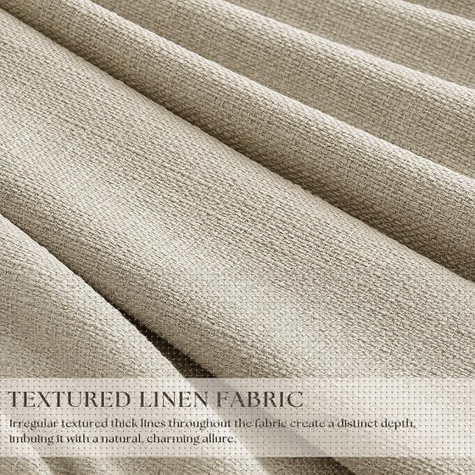 105 Inch Blackout Pleated Curtains for Bedroom Living Room Darkening Linen Textured Pinch Pleat 100% Black Out Thermal Insulated Window Drapes Double Layer Soundproof Curtains 2 Panels Oatmeal Beige