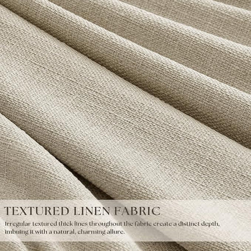 105 Inch Blackout Pleated Curtains for Bedroom Living Room Darkening Linen Textured Pinch Pleat 100% Black Out Thermal Insulated Window Drapes Double Layer Soundproof Curtains 2 Panels Oatmeal Beige