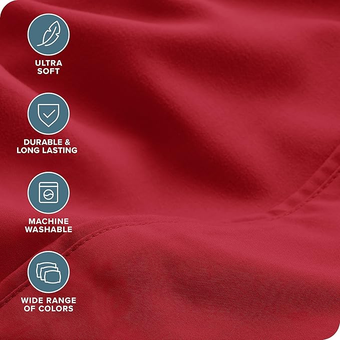Bare Home Hotel Luxury Queen Sheet Set, Extra Soft - 6 Piece Set - Deep Pockets - Easy Fit - Cooling & Breathable - Wrinkle, Fade, Stain Resistant - Includes 4 Pillowcases (Queen, Red)