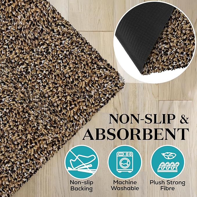 Premium Microfiber Indoor Door Mat – 36"x72" Washable Entry Mat, Non-Slip, Waterproof Backing, Super Absorbent, Low Profile Entryway Doormat for Indoor Entrance
