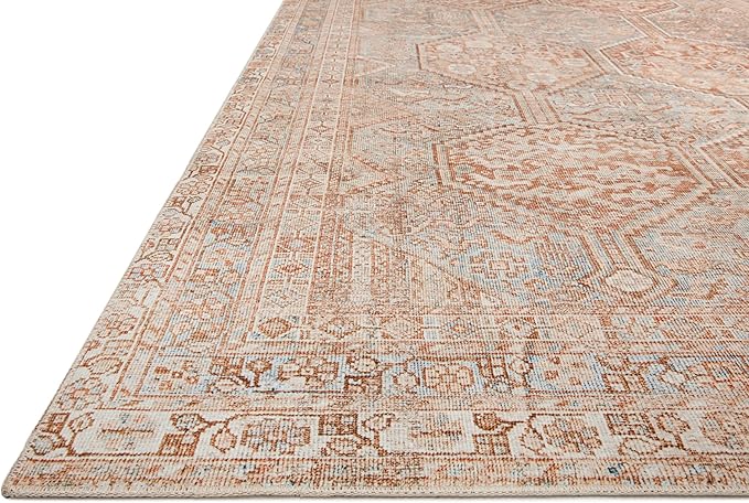 Loloi Chris Loves Julia Jules Collection JUL-04 Tangerine/Mist 5'-0'' x 7'-6'', .13" Pile Height, Area Rug
