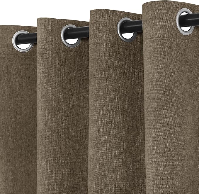 Macochico 52" Wx108 L 100% Blackout Curtains Extra Long Thermal Insulated Chenille Curtains for Living Room Bedroom Auditorium Home Theater Palm Grommet Curtains with Tieback Classic 1 Panel
